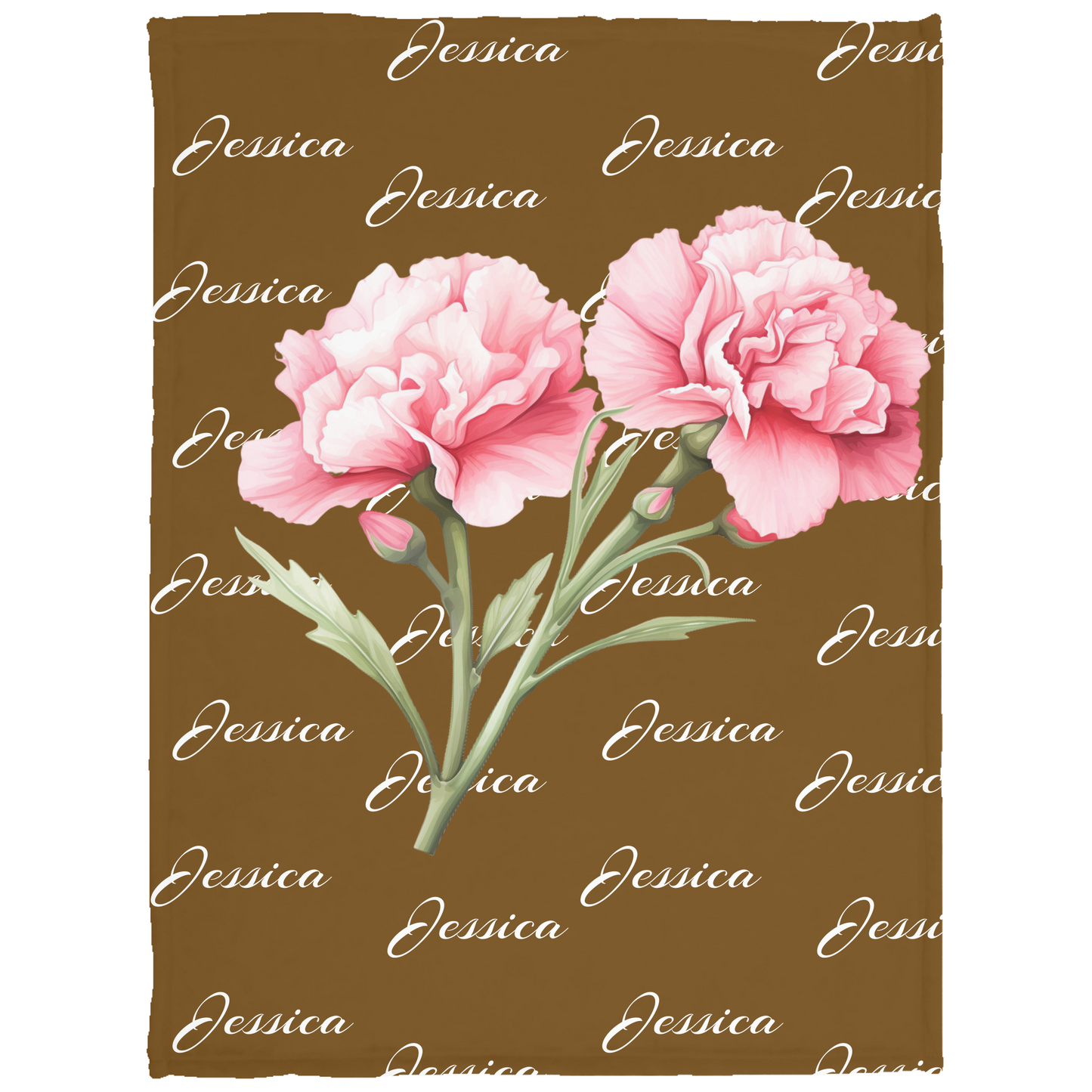 Birth Flower first name blanket - Personalized VPS Cozy Plush Fleece Blanket - 30x40