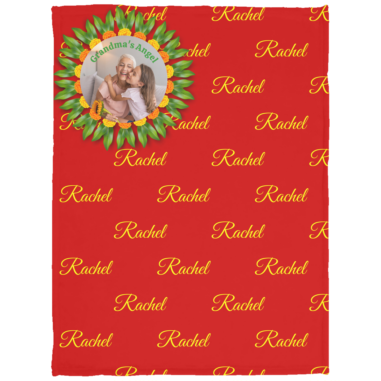Grandparent Flower Name Blanket - Personalized Cozy Plush Fleece Blanket - 30x40