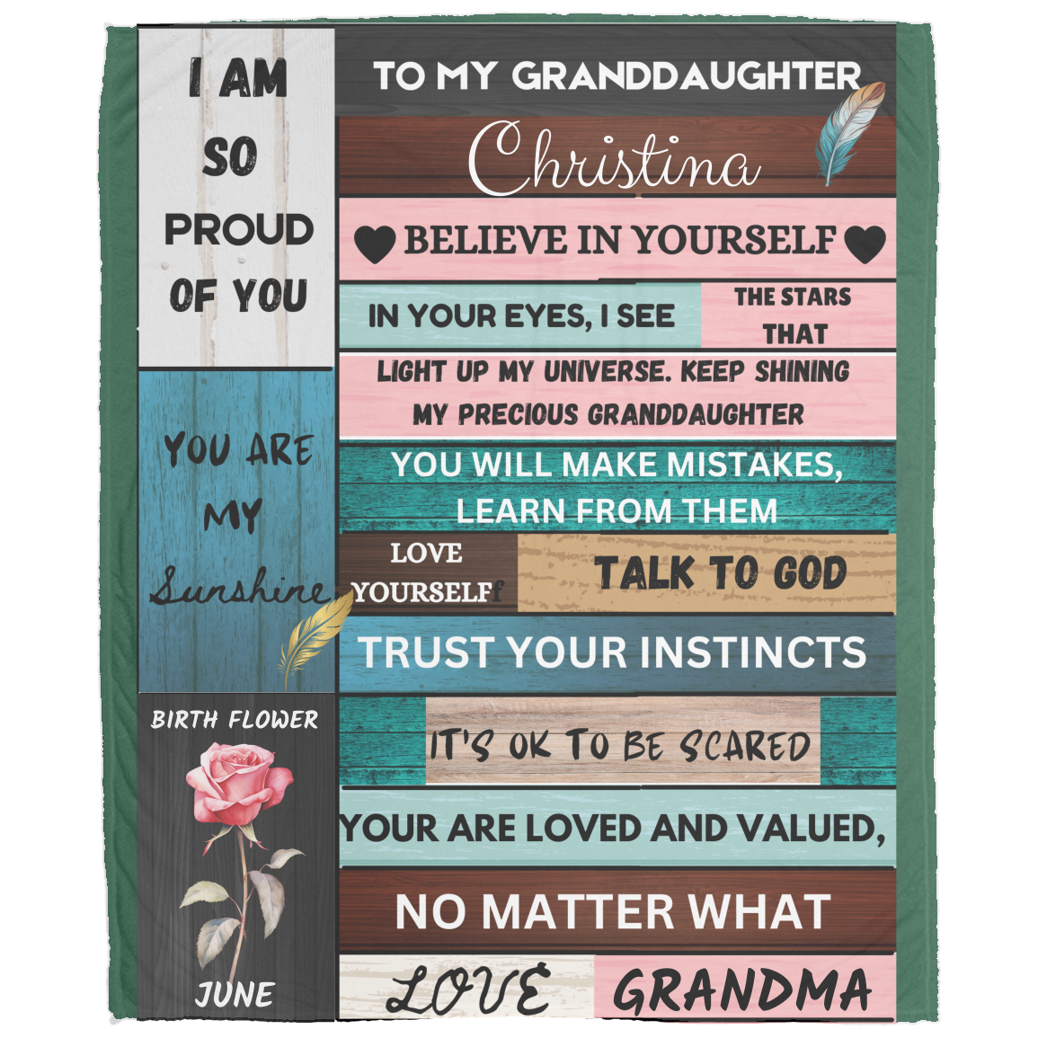 To My Granddaughter Personalized Name Blanket, Soft Fleece Blanket