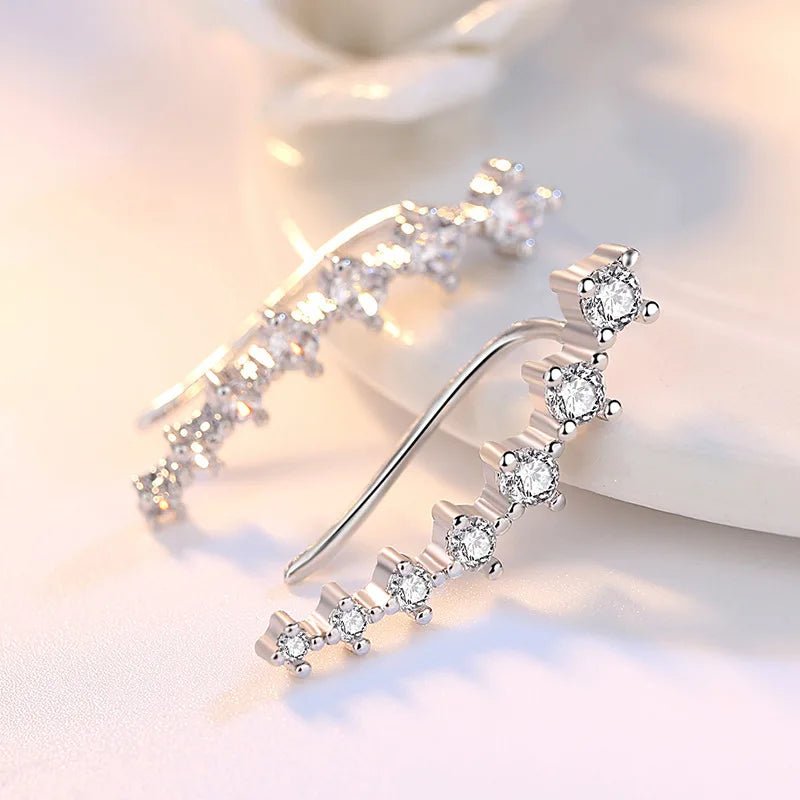 100% Genuine Real Pure Solid 925 Sterling Silver Ear Cuff Cubic Zirconia - BOGO 🔥 - BeeBeeBuys