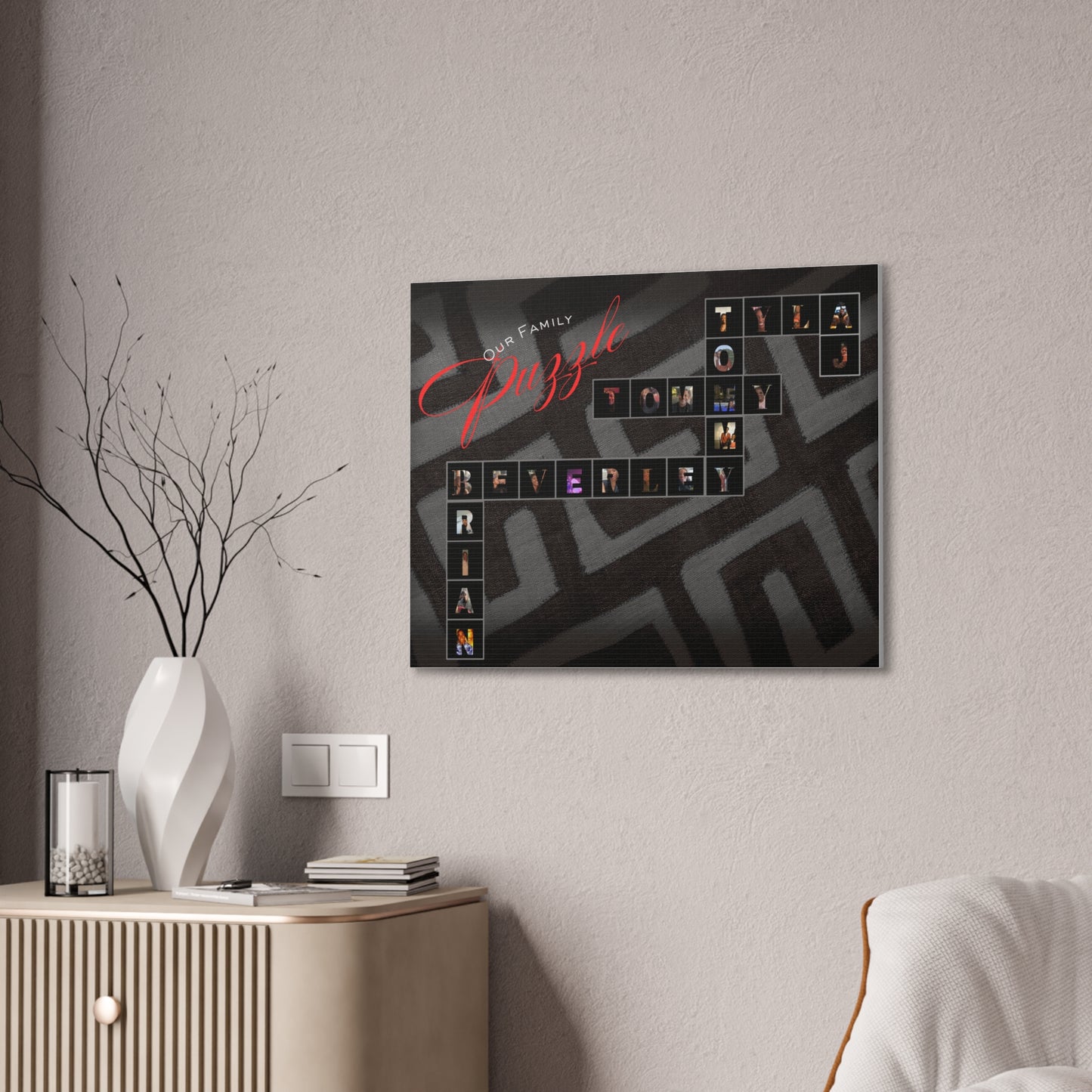 Our Family Puzzle - Personalized Family Puzzle Canvas Print, Custom Wall Art, Unique Keepsake