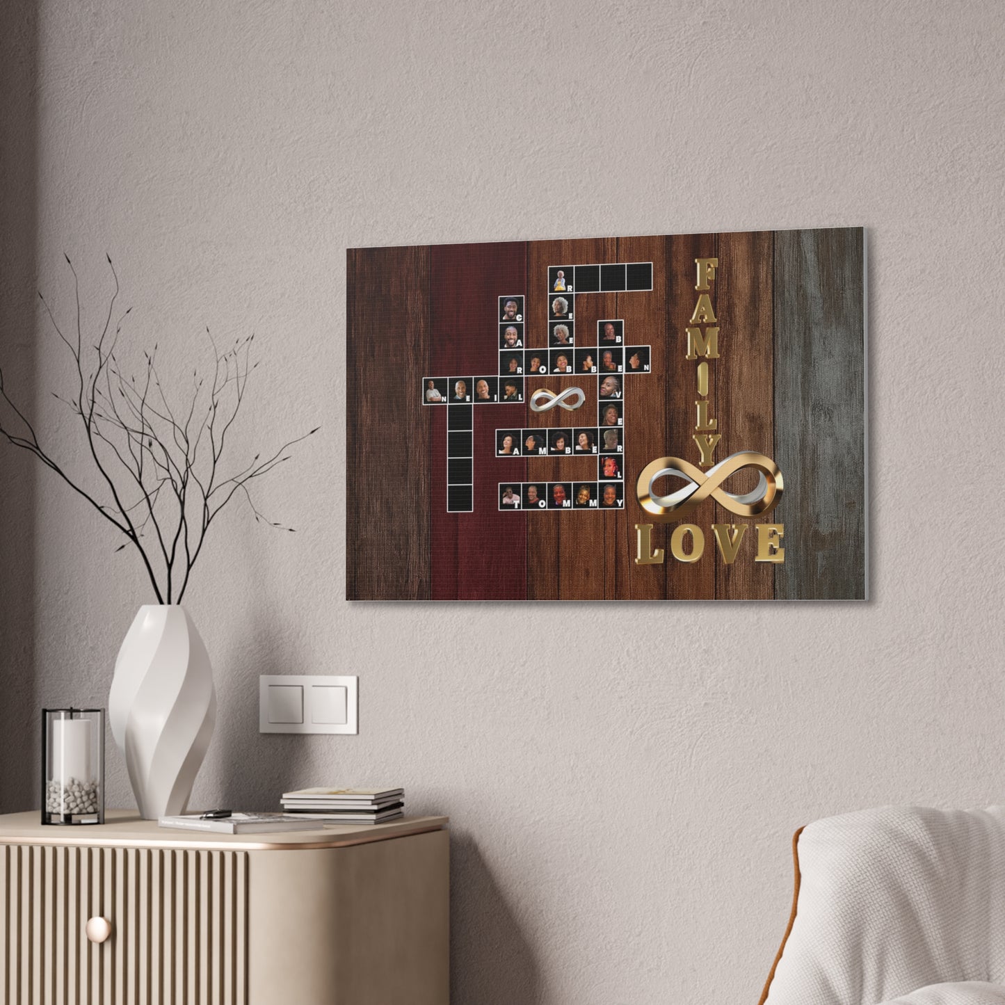 Family Crossword Puzzle Love Canvas Art, Personalized Family Portrait