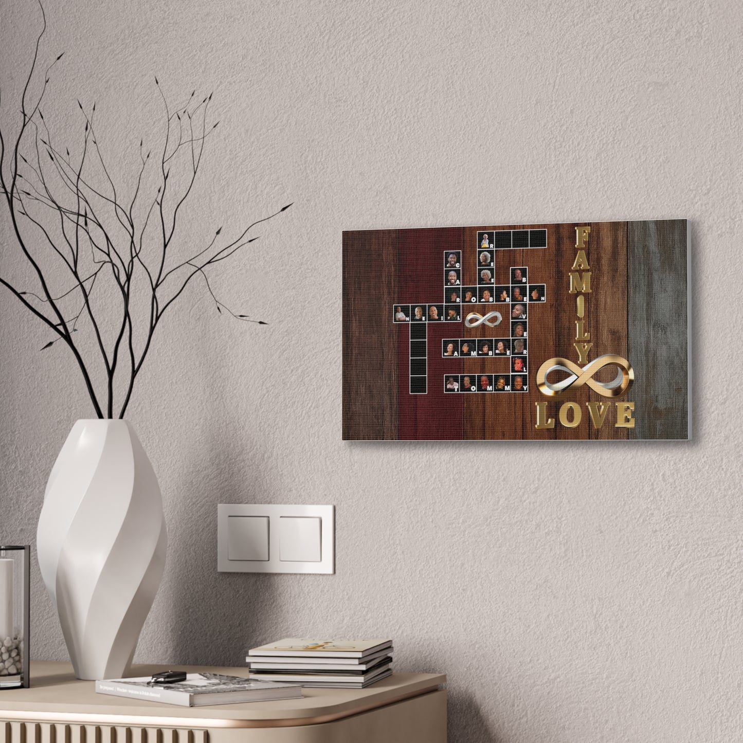 Family Crossword Puzzle Love Canvas Art, Personalized Family Portrait