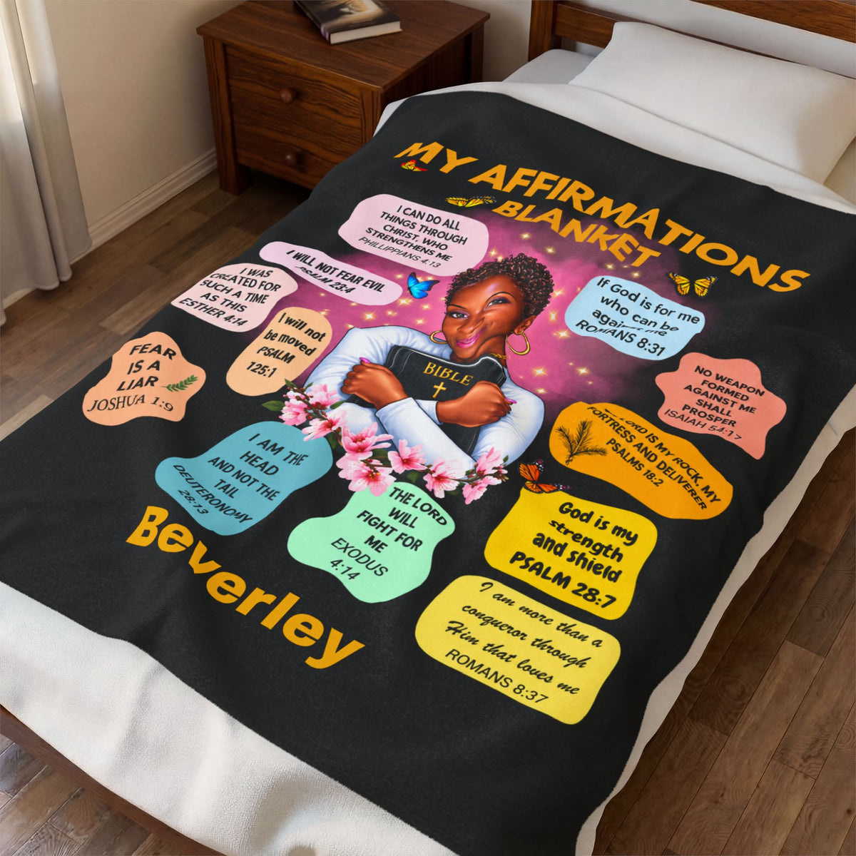 Inspirational Affirmation Plush Blanket — Personalized "My Affirmations" Faith Comfort Throw