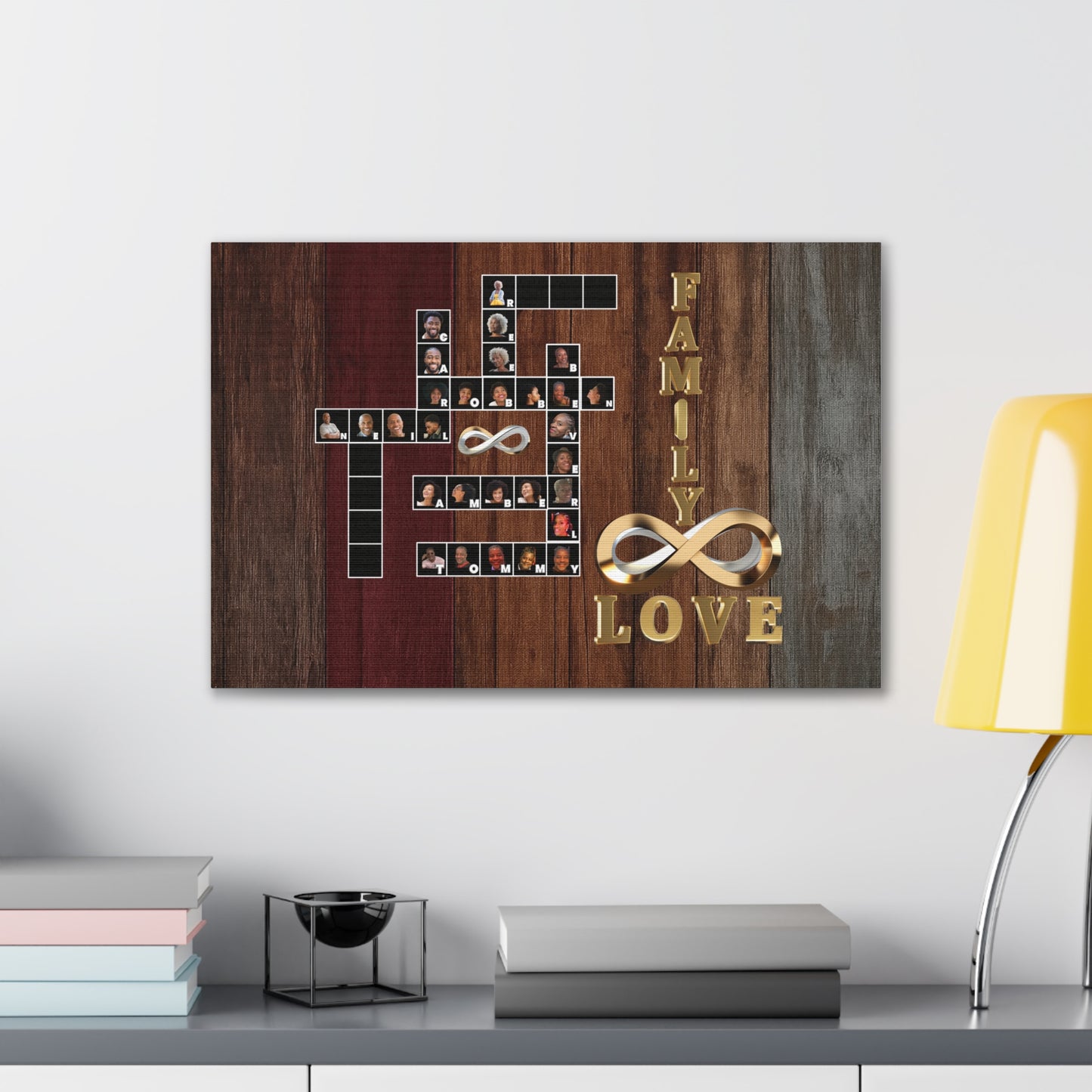 Family Crossword Puzzle Love Canvas Art, Personalized Family Portrait