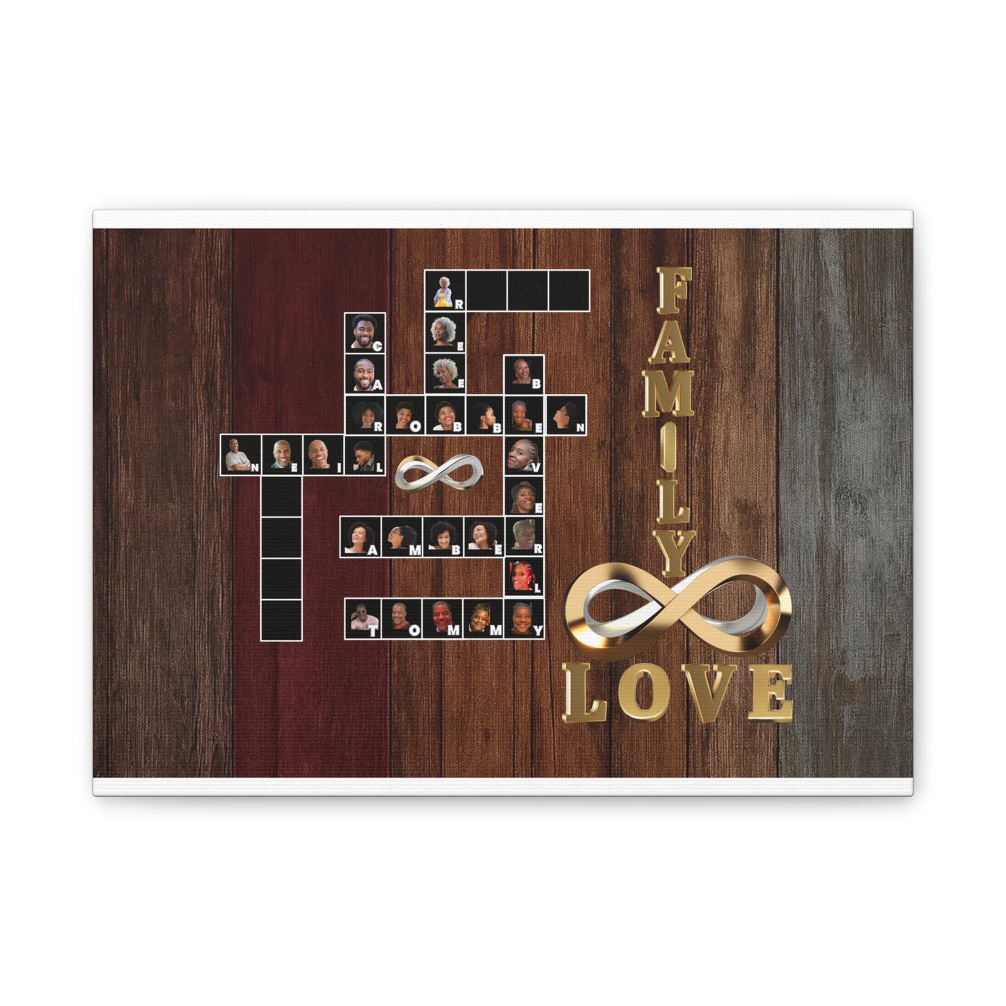 Family Crossword Puzzle Love Canvas Art, Personalized Family Portrait