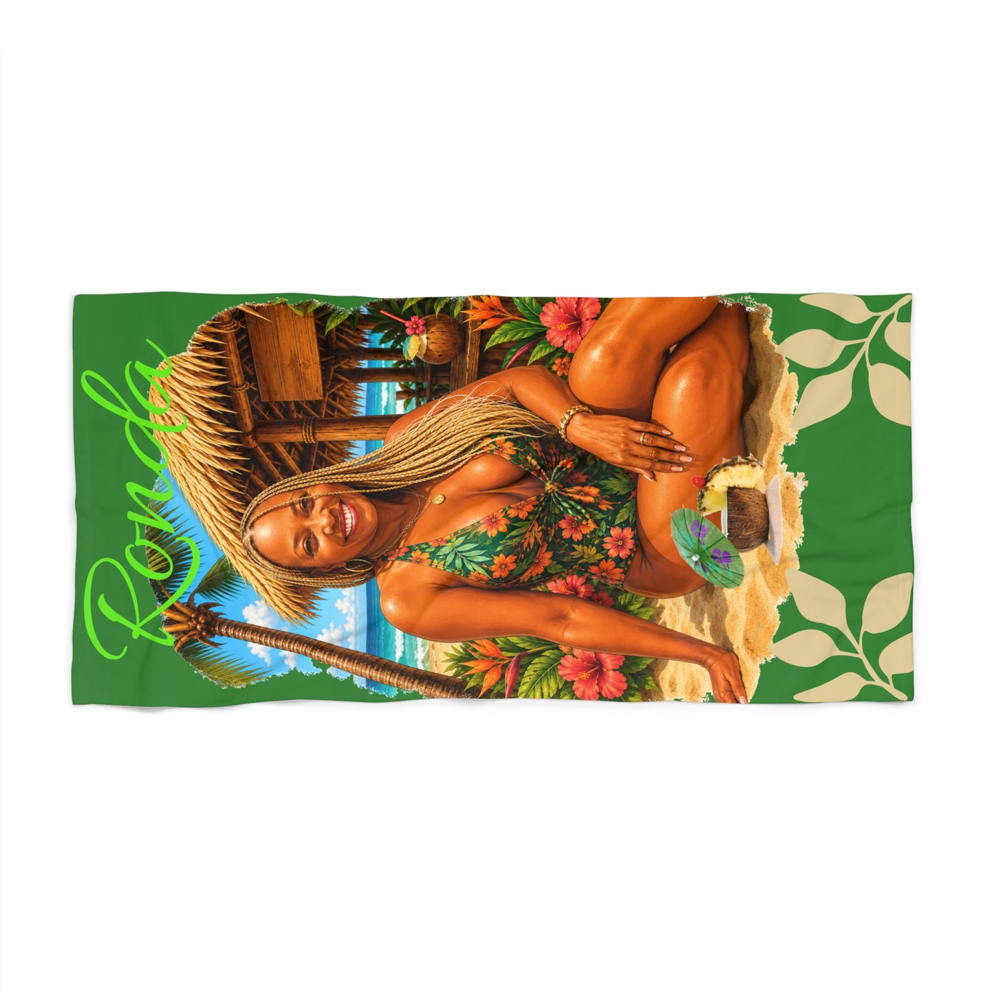 Tropical Beach Towel — ‘Ronda’ Bikini Pin-Up Summer Towel