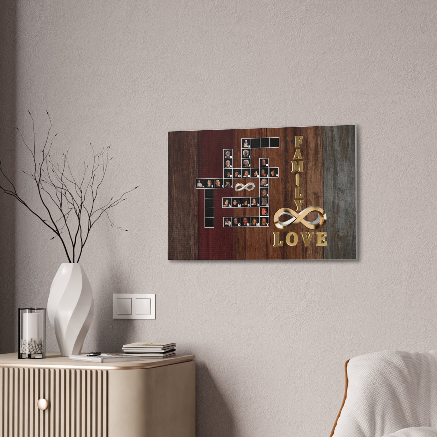 Family Crossword Puzzle Love Canvas Art, Personalized Family Portrait