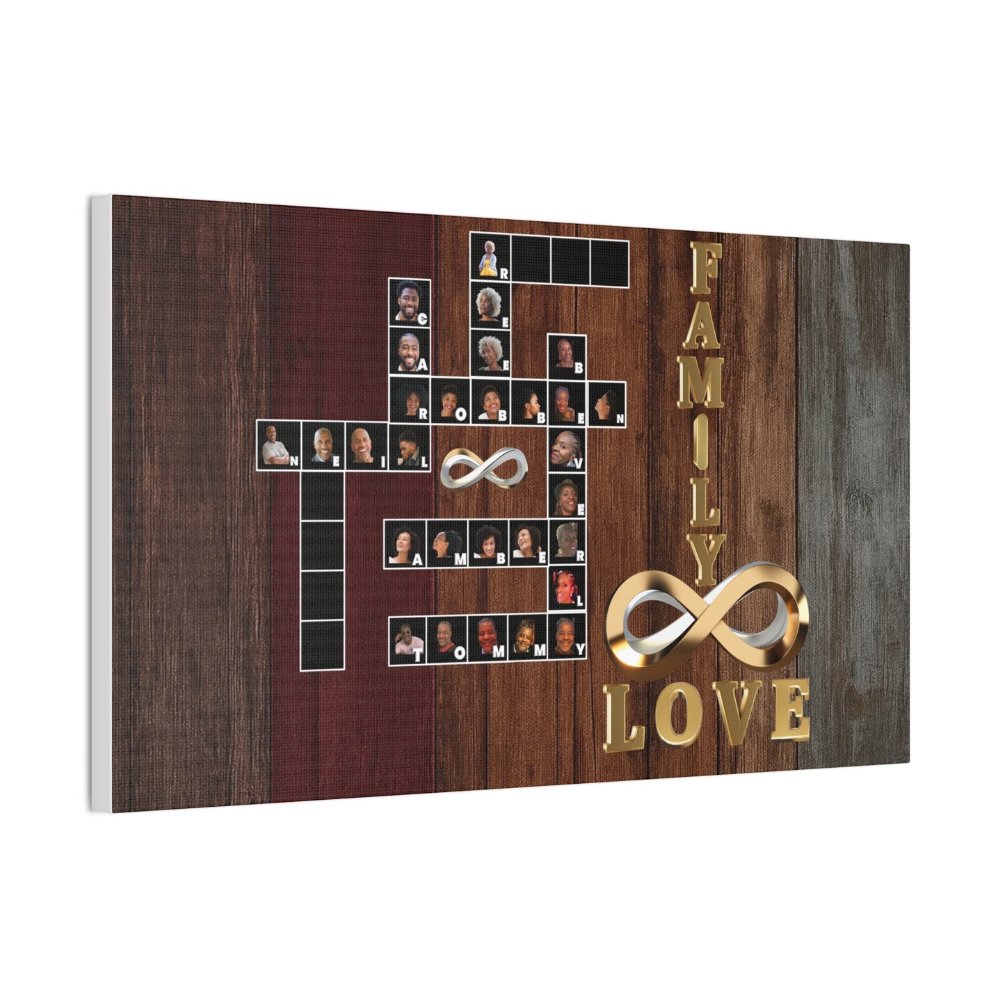 Family Crossword Puzzle Love Canvas Art, Personalized Family Portrait