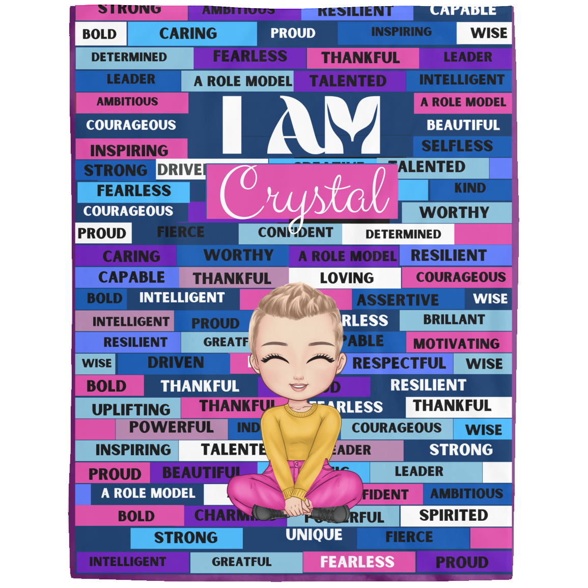 Personalized Name Motivational Blanket, Plush Soft Fleece Blanket