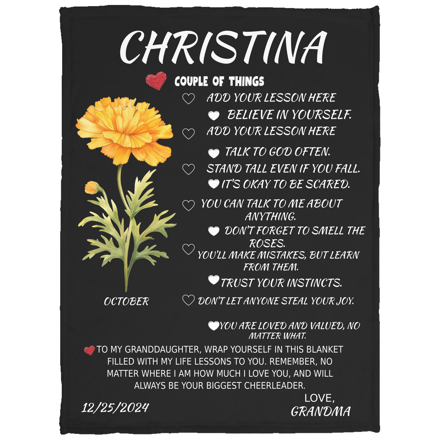 Plush Fleece Blanket, Granddaughter Personalized Life Lesson,