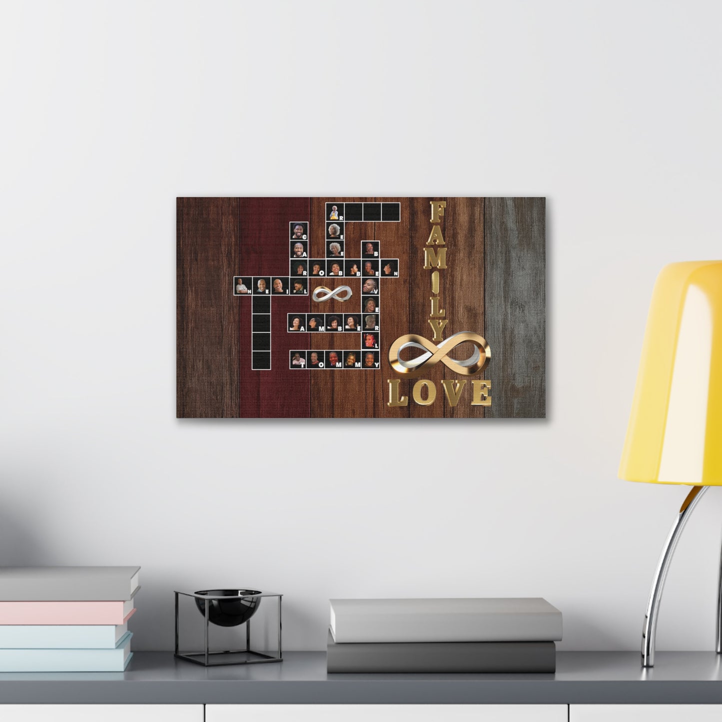 Family Crossword Puzzle Love Canvas Art, Personalized Family Portrait