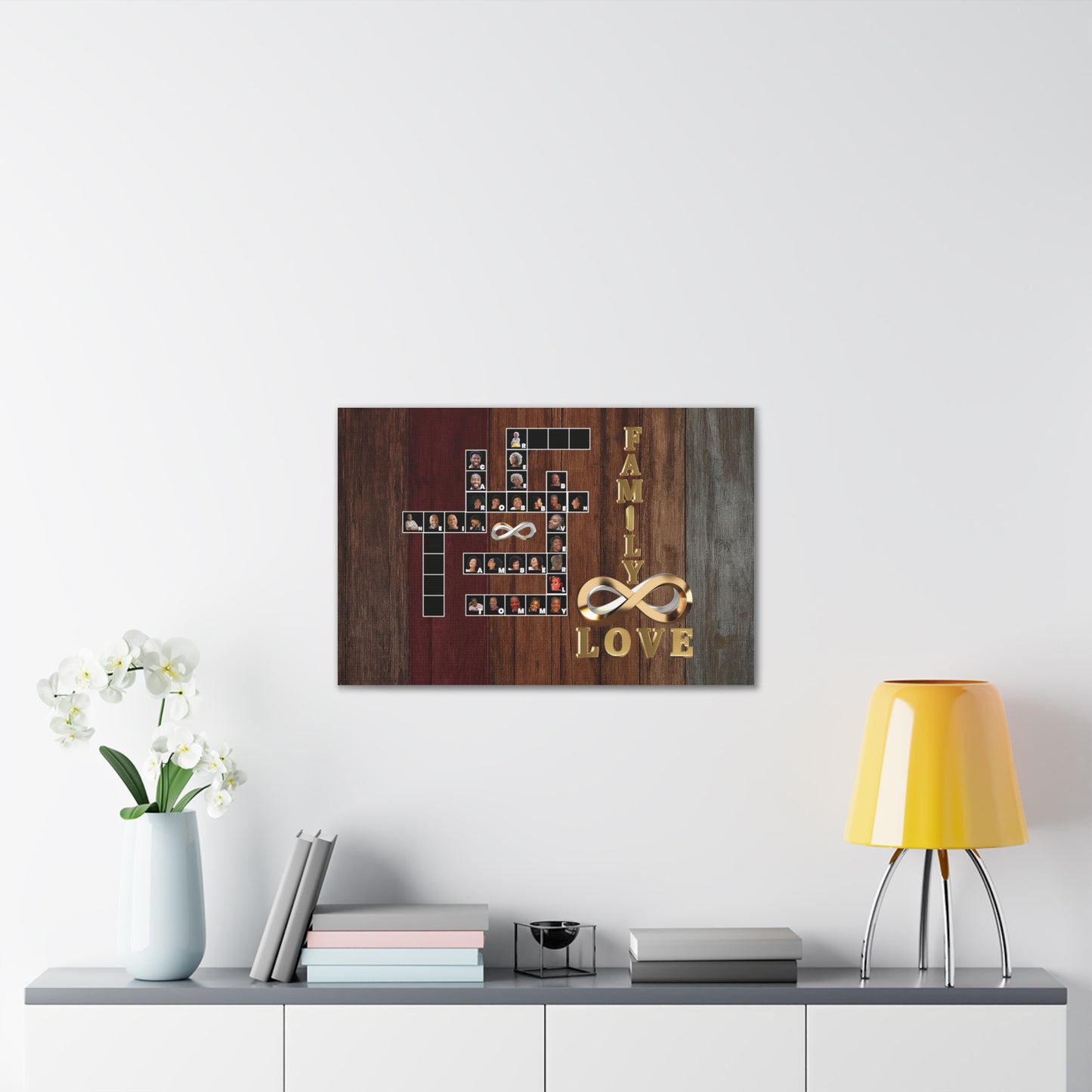 Family Crossword Puzzle Love Canvas Art, Personalized Family Portrait