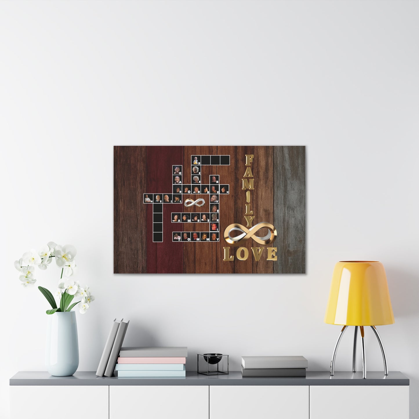 Family Crossword Puzzle Love Canvas Art, Personalized Family Portrait