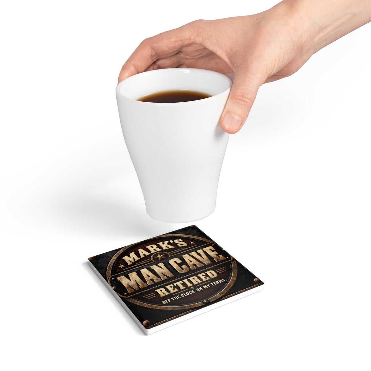 Personalized Man Cave Retirement Coaster With Custom Name 2
