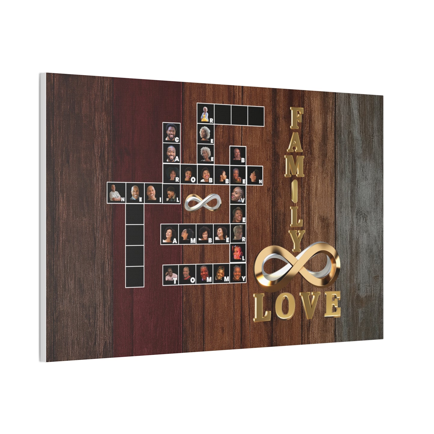 Family Crossword Puzzle Love Canvas Art, Personalized Family Portrait