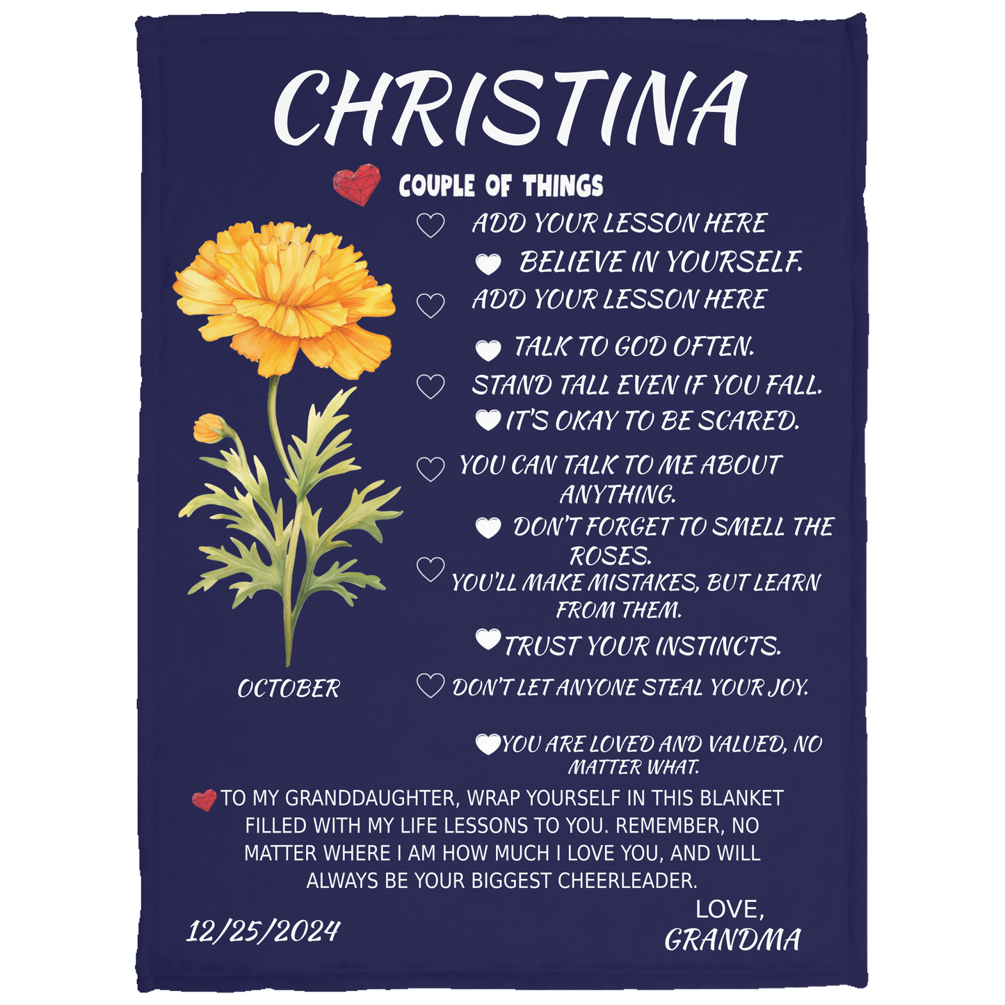 Plush Fleece Blanket, Granddaughter Personalized Life Lesson,