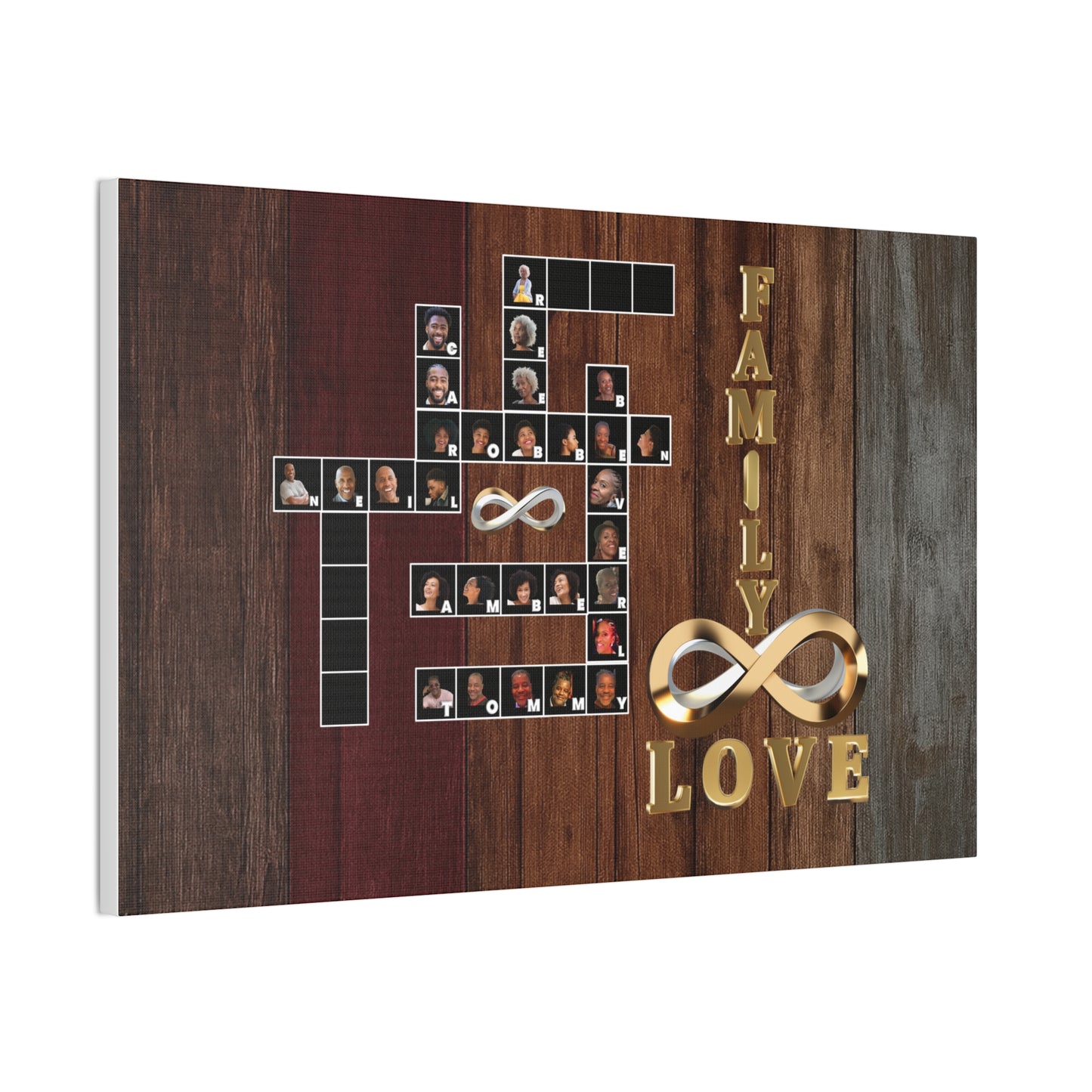 Family Crossword Puzzle Love Canvas Art, Personalized Family Portrait