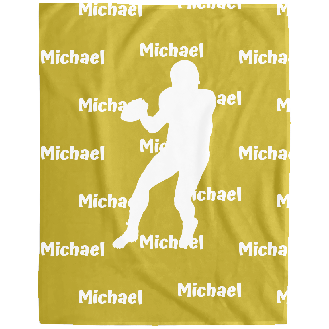 Football Blanket, Personalized Custom Name Plush Fleece Blanket,