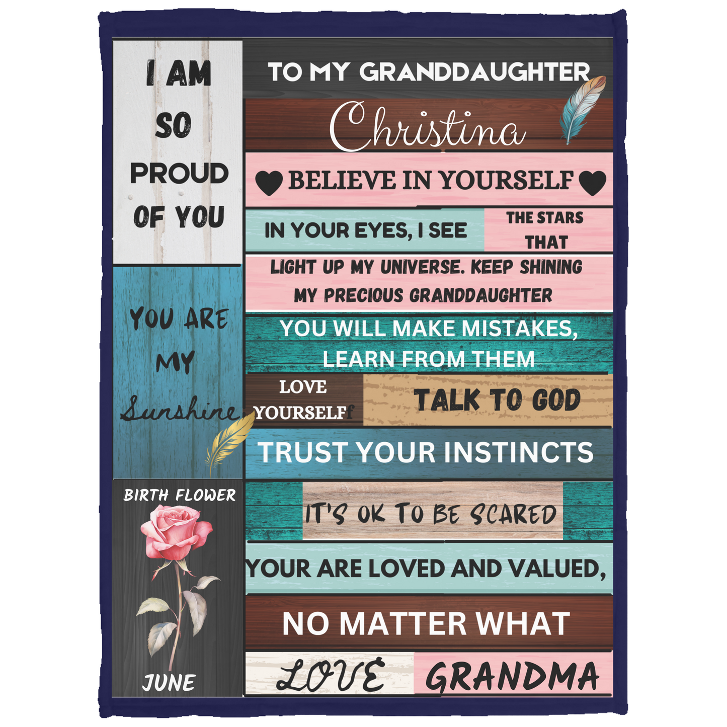 To My Granddaughter Personalized Name Blanket, Soft Fleece Blanket