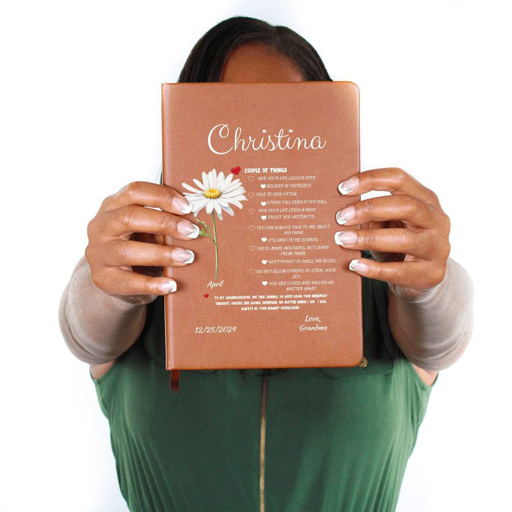 The Granddaughter Birth Flower/ Life lesson Journal - Personalized 10% Off Free Shipping