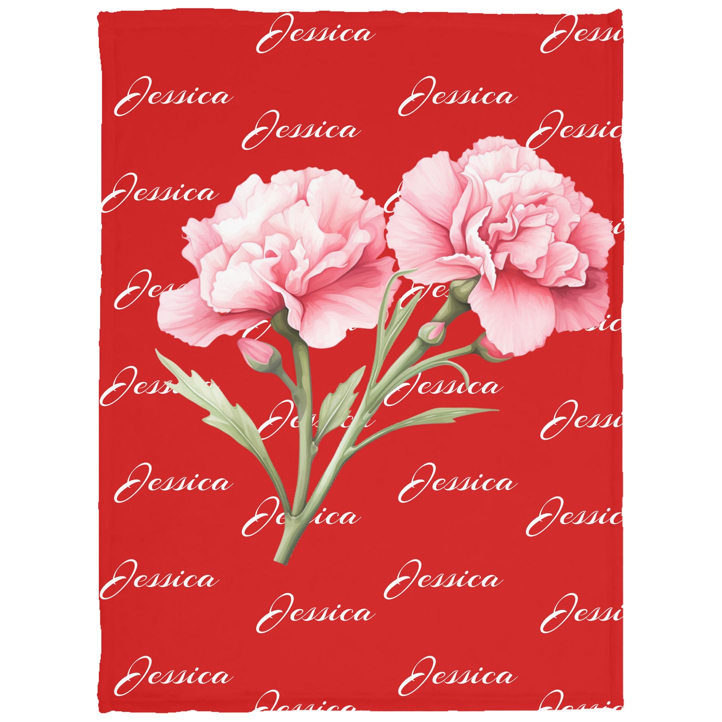 Birth Flower first name blanket - Personalized VPS Cozy Plush Fleece Blanket - 30x40