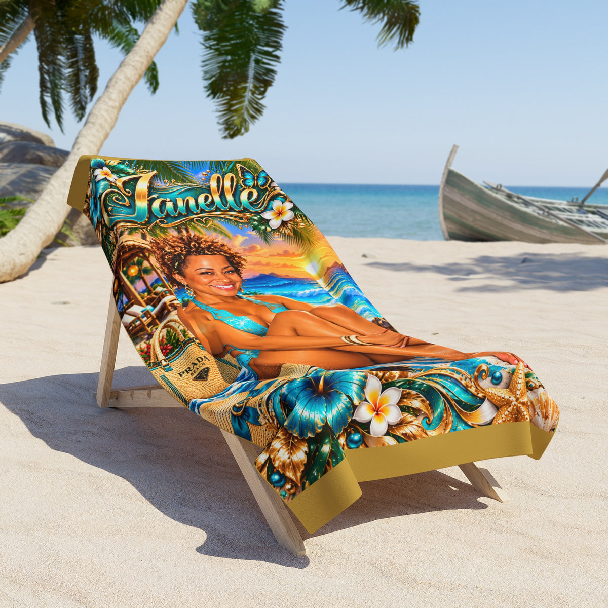 Vibrant Tropical Island Beach Towel