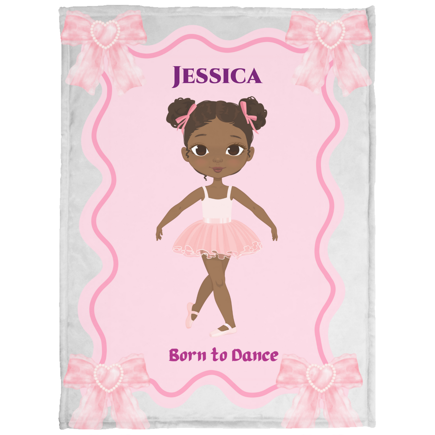 Black Baby Girl Name Blanket, Plush Soft Fleece Kids Blanket