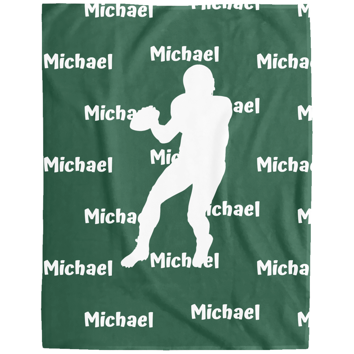 Football Blanket, Personalized Custom Name Plush Fleece Blanket,