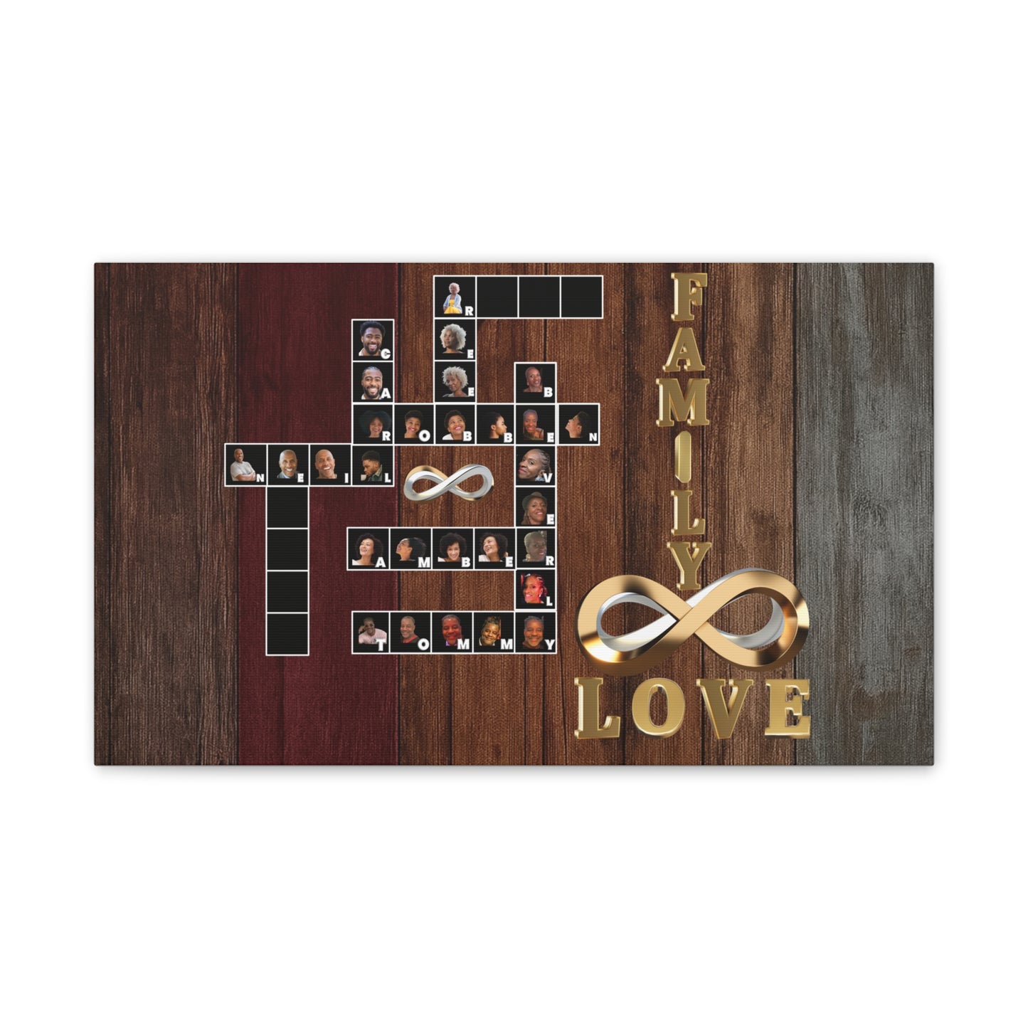 Family Crossword Puzzle Love Canvas Art, Personalized Family Portrait
