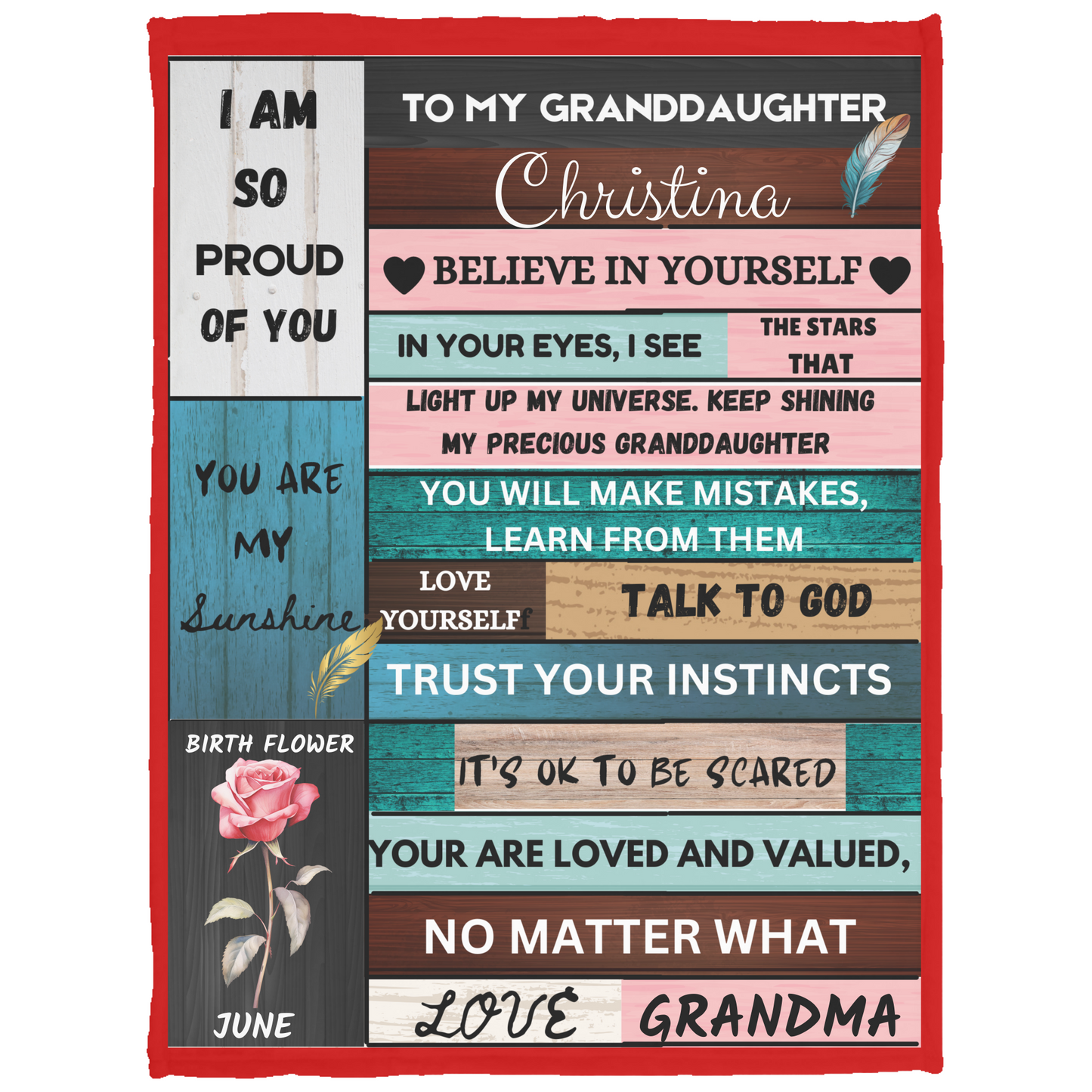 To My Granddaughter Personalized Name Blanket, Soft Fleece Blanket