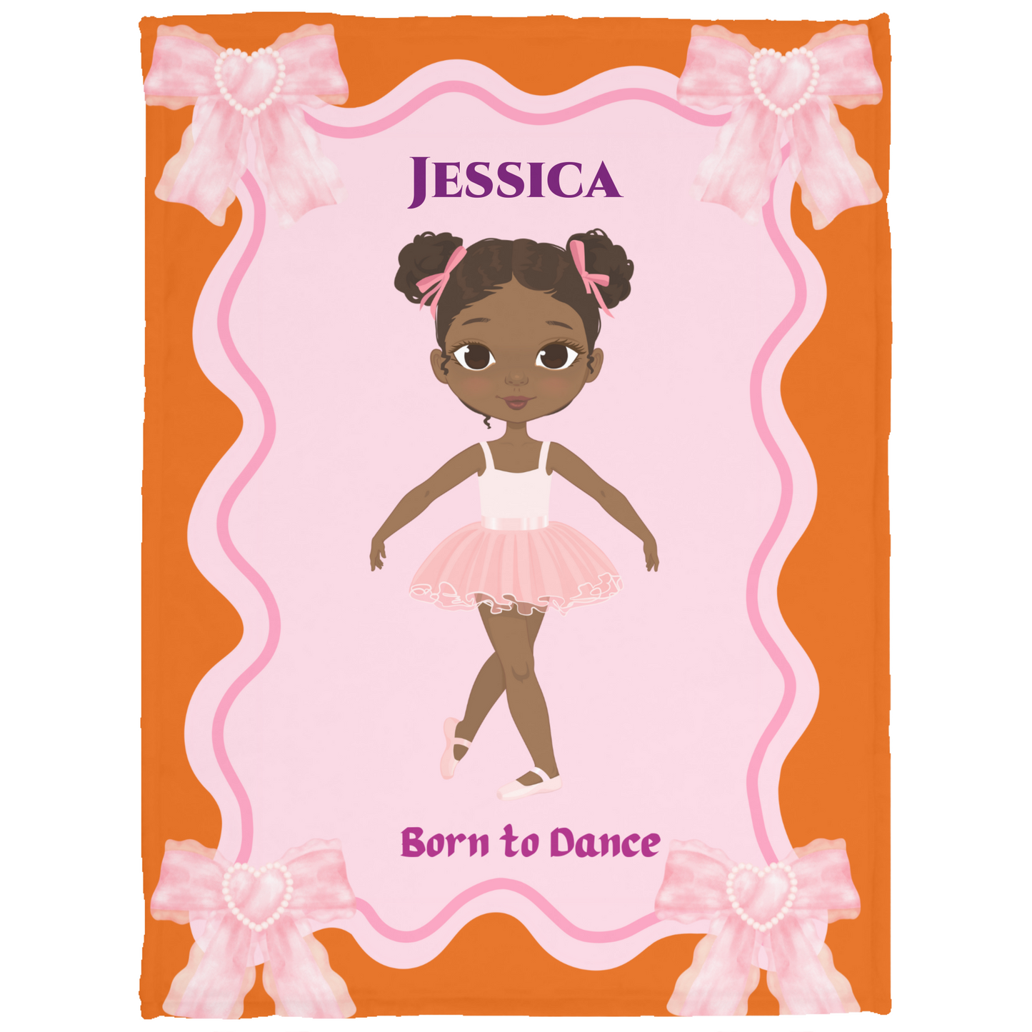 Black Baby Girl Name Blanket, Plush Soft Fleece Kids Blanket