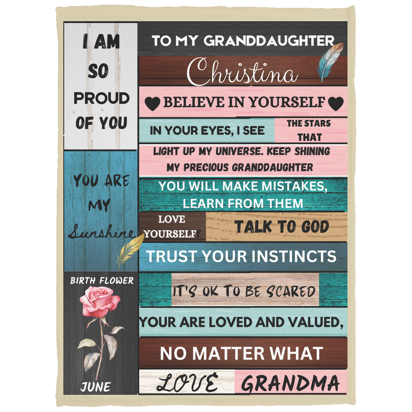 To My Granddaughter Personalized Name Blanket, Soft Fleece Blanket
