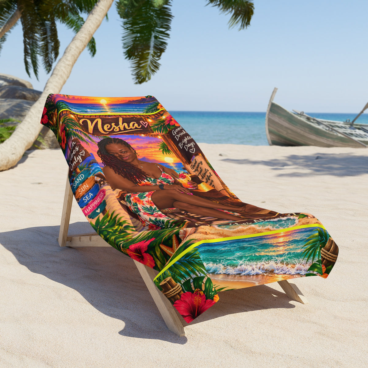Personalized Beach Towel with Photo & Name | Custom Towel