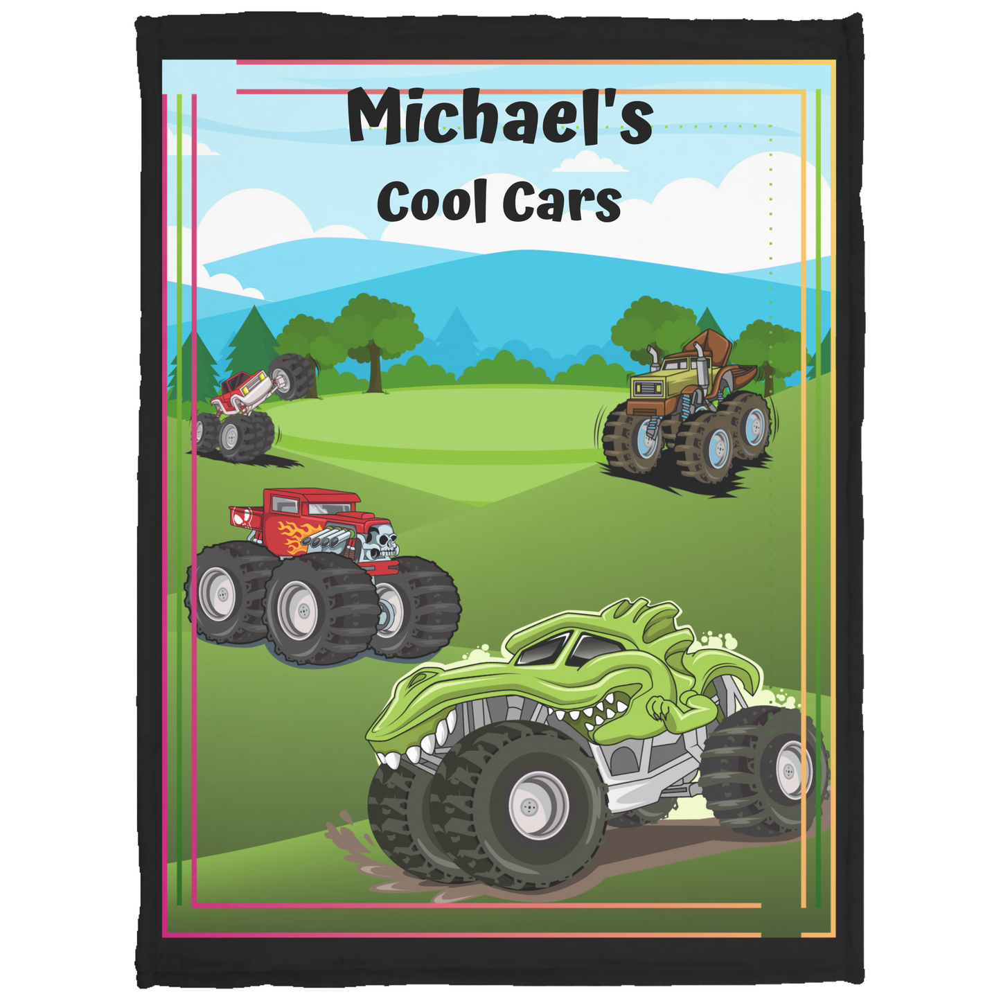 Cool Cars - Personalized Cozy Plush Fleece Blanket - 30x40