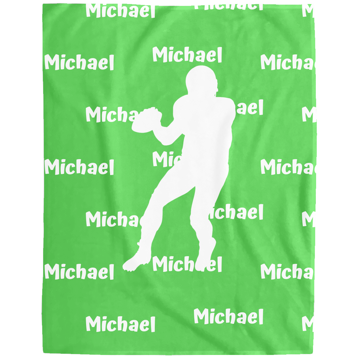 Football Blanket, Personalized Custom Name Plush Fleece Blanket,