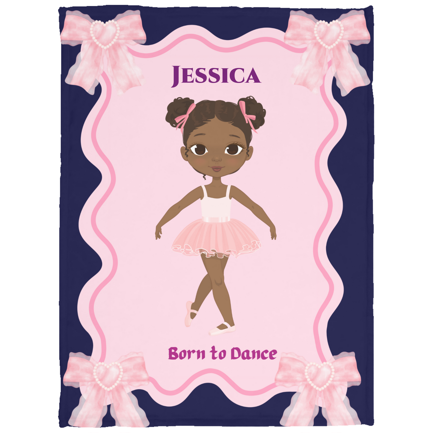 Black Baby Girl Name Blanket, Plush Soft Fleece Kids Blanket