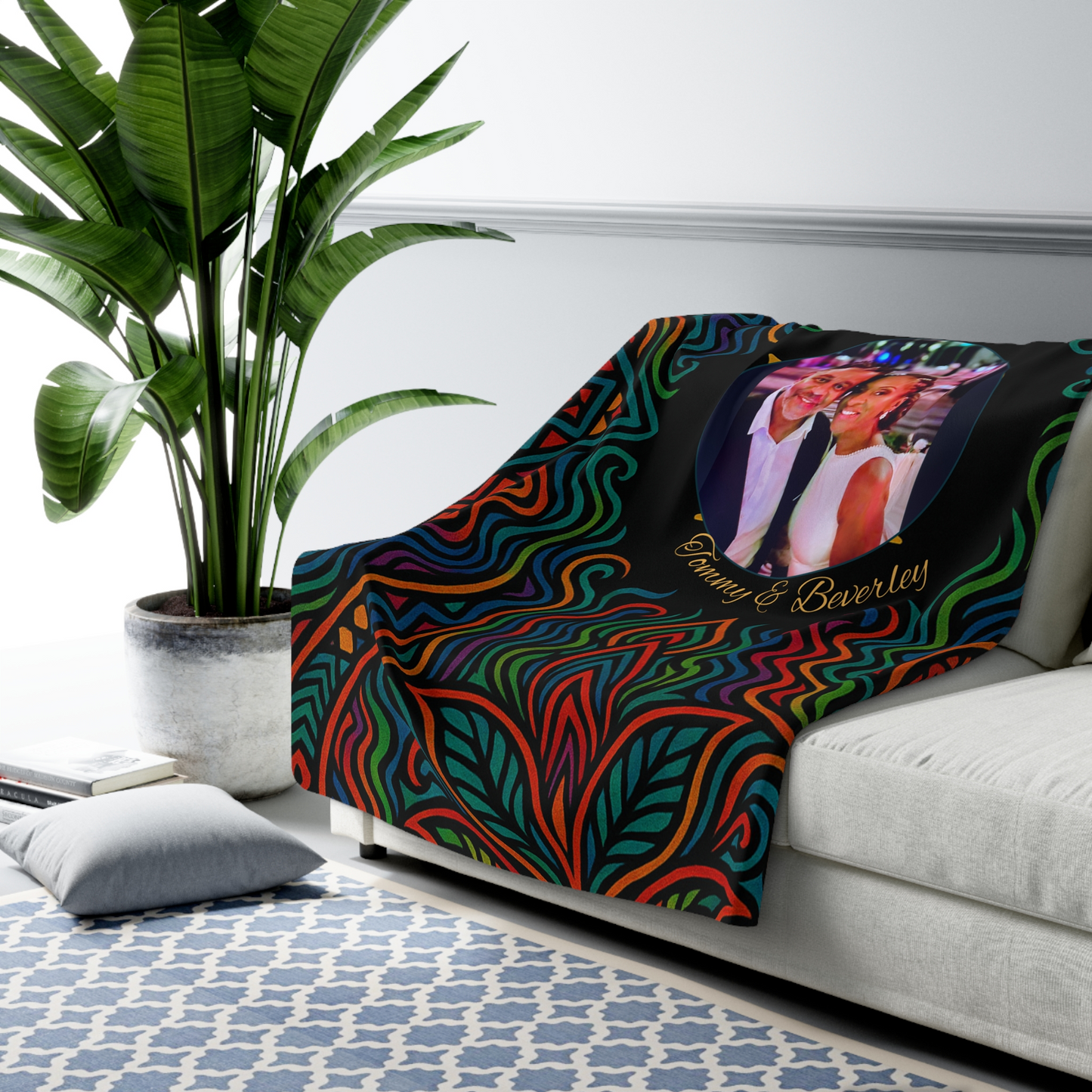 African Print Sherpa Fleece Blanket - Personalized