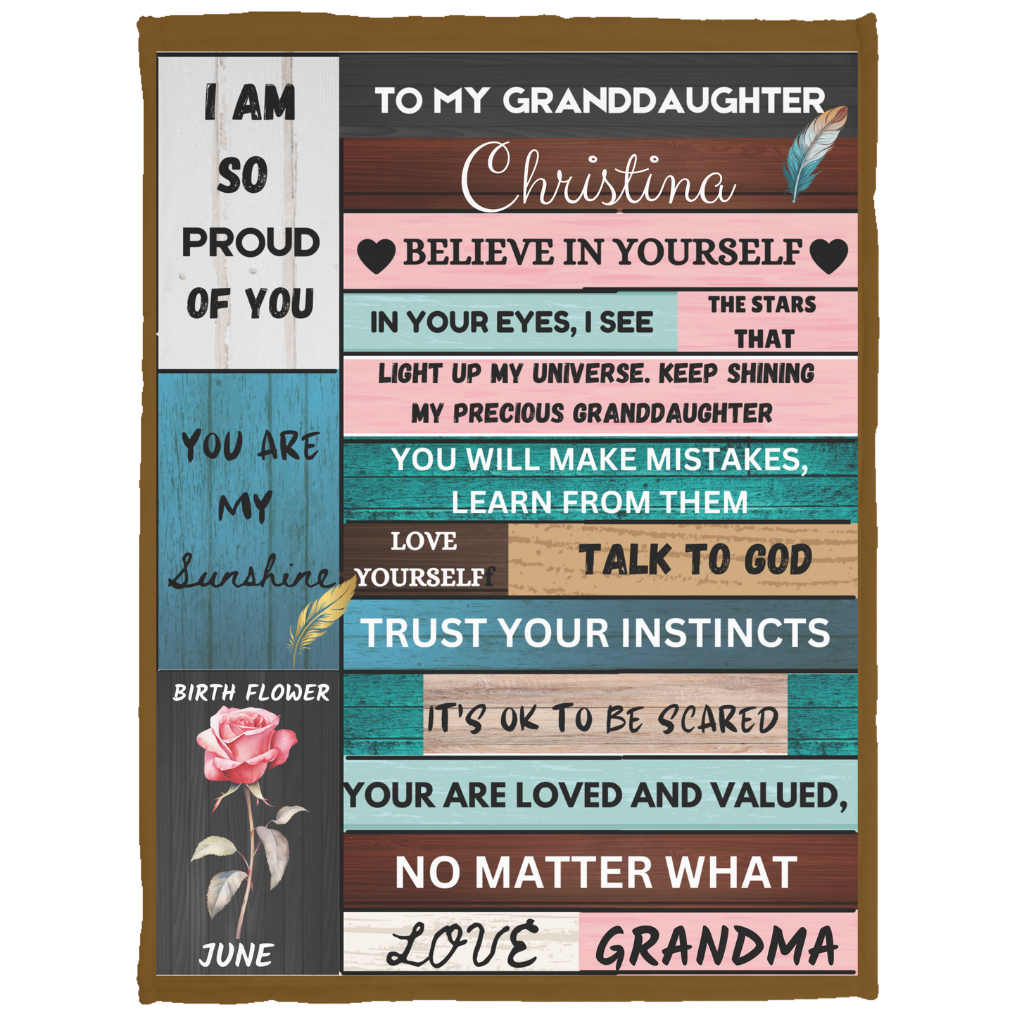 To My Granddaughter Personalized Name Blanket, Soft Fleece Blanket