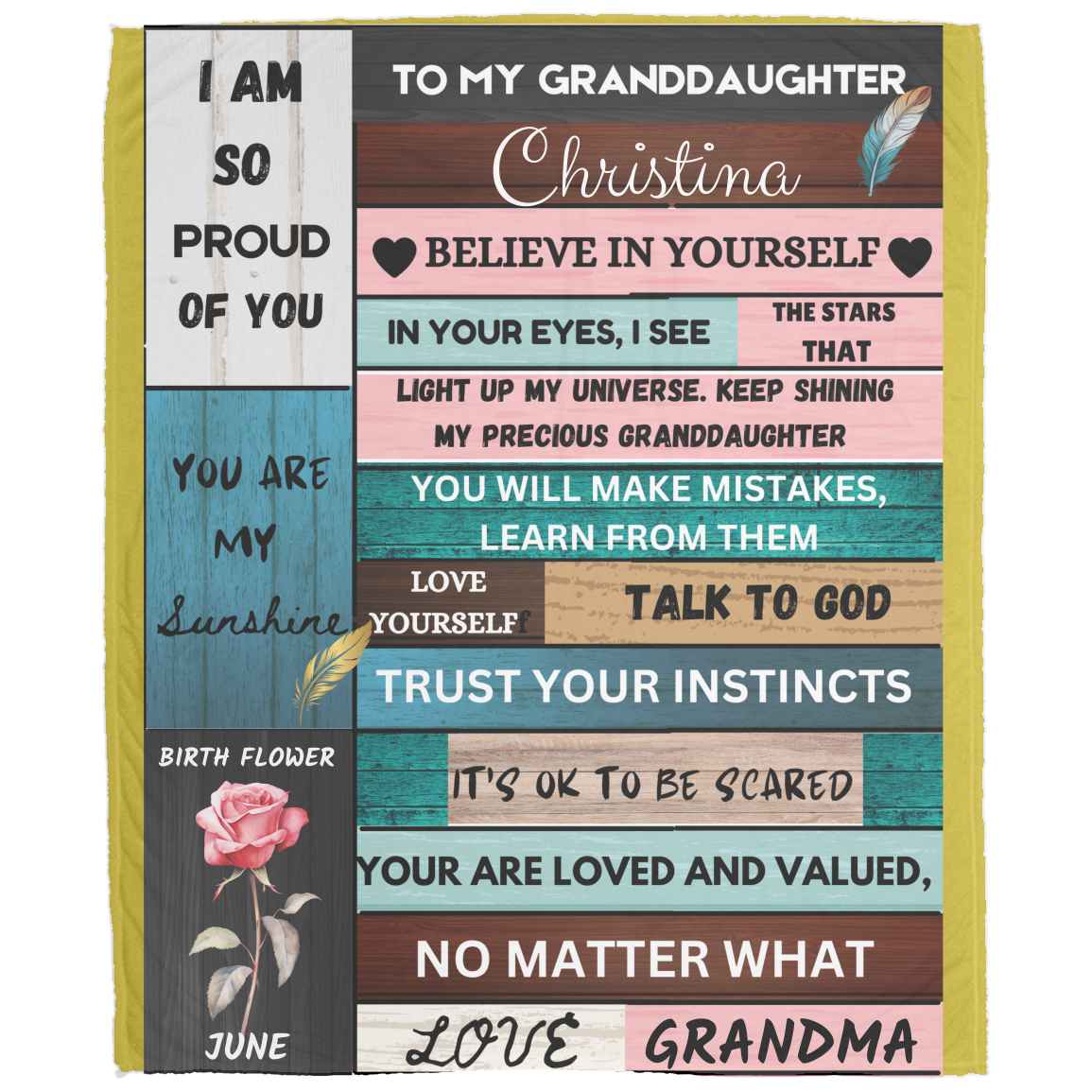 To My Granddaughter Personalized Name Blanket, Soft Fleece Blanket