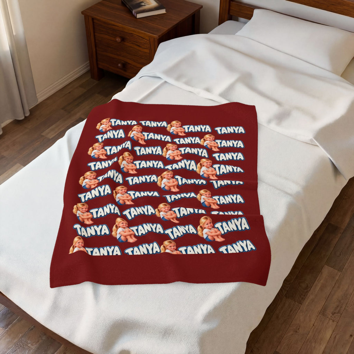 Personalized Velveteen Blanket – Retro Baby Pattern with name