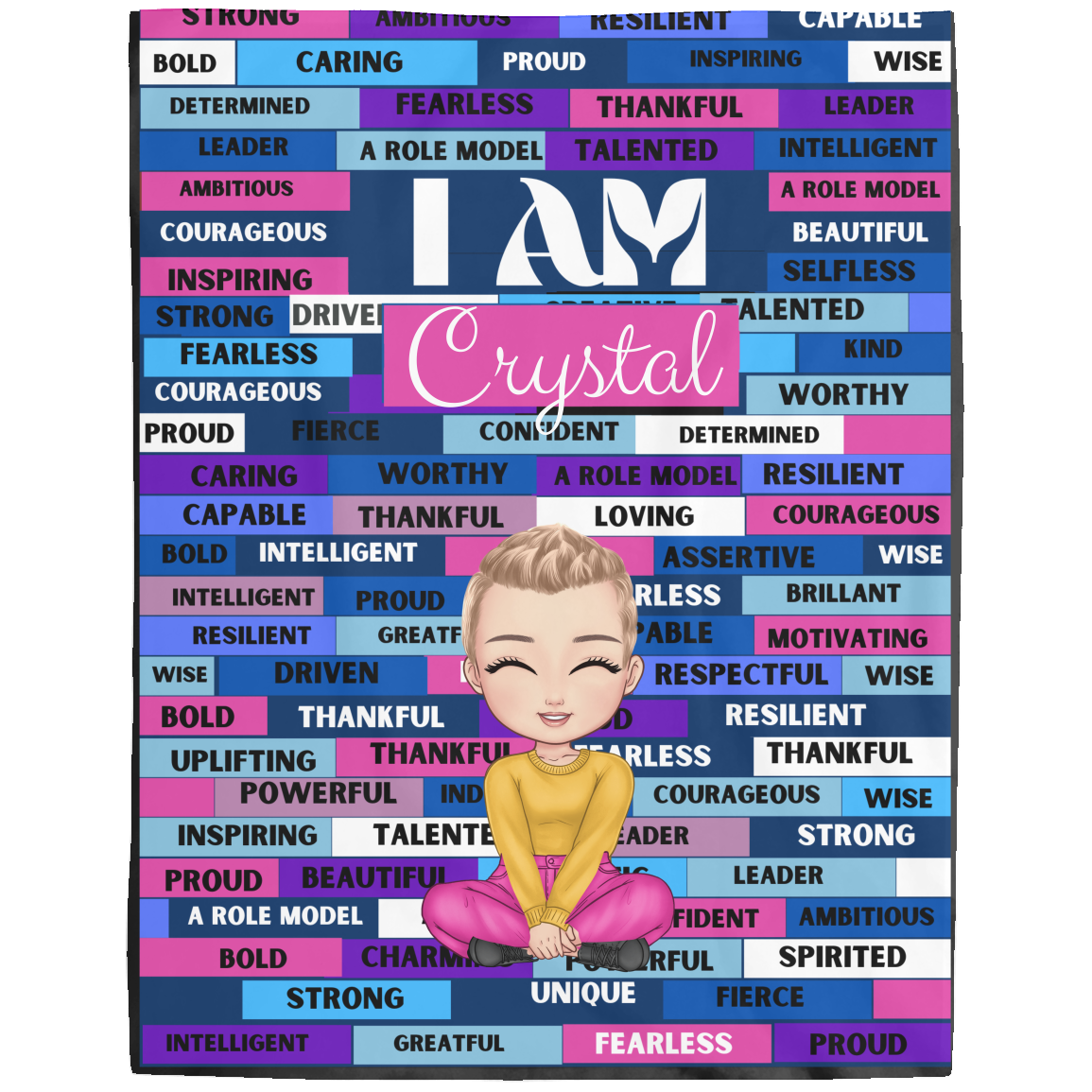 Personalized Name Motivational Blanket, Plush Soft Fleece Blanket