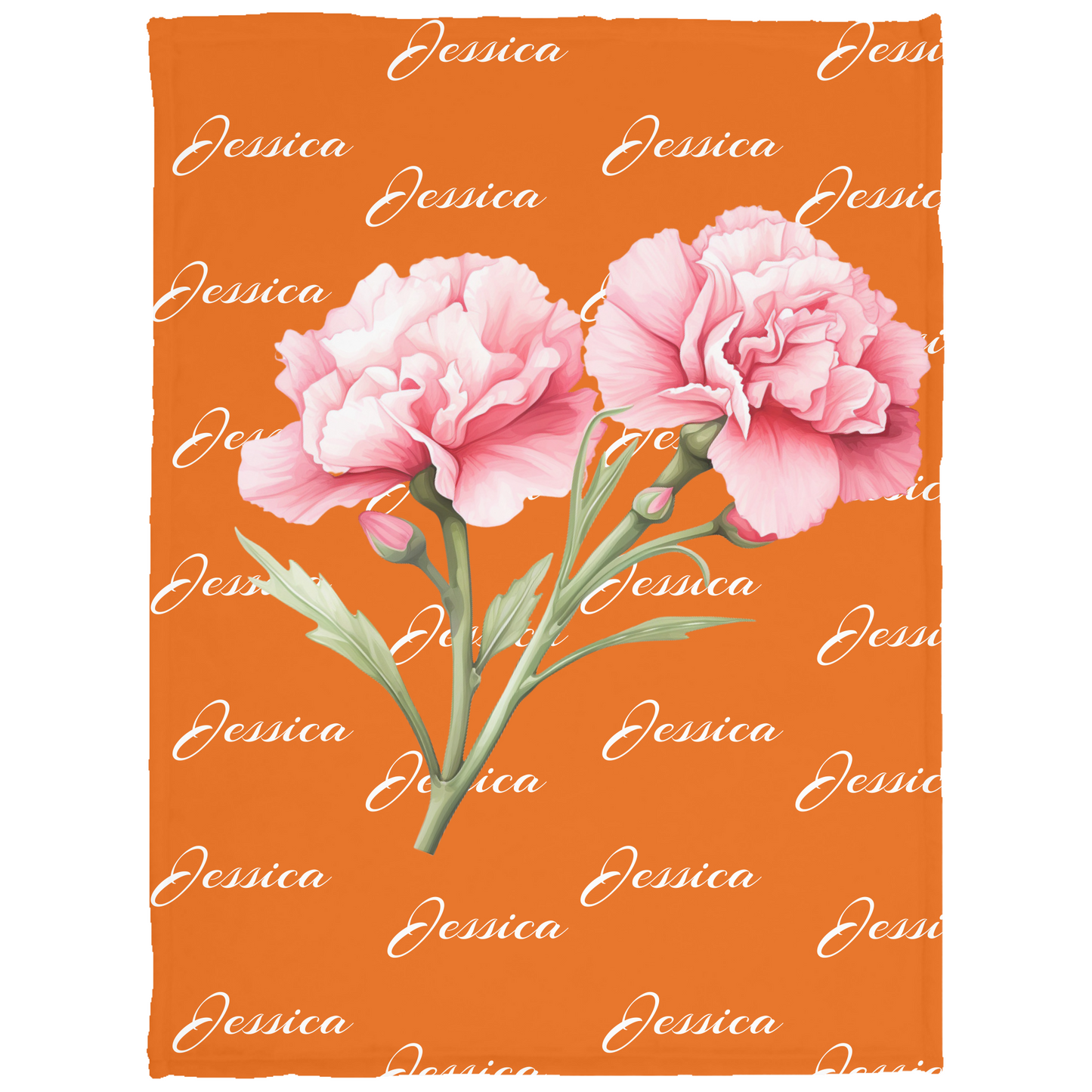 Birth Flower first name blanket - Personalized VPS Cozy Plush Fleece Blanket - 30x40