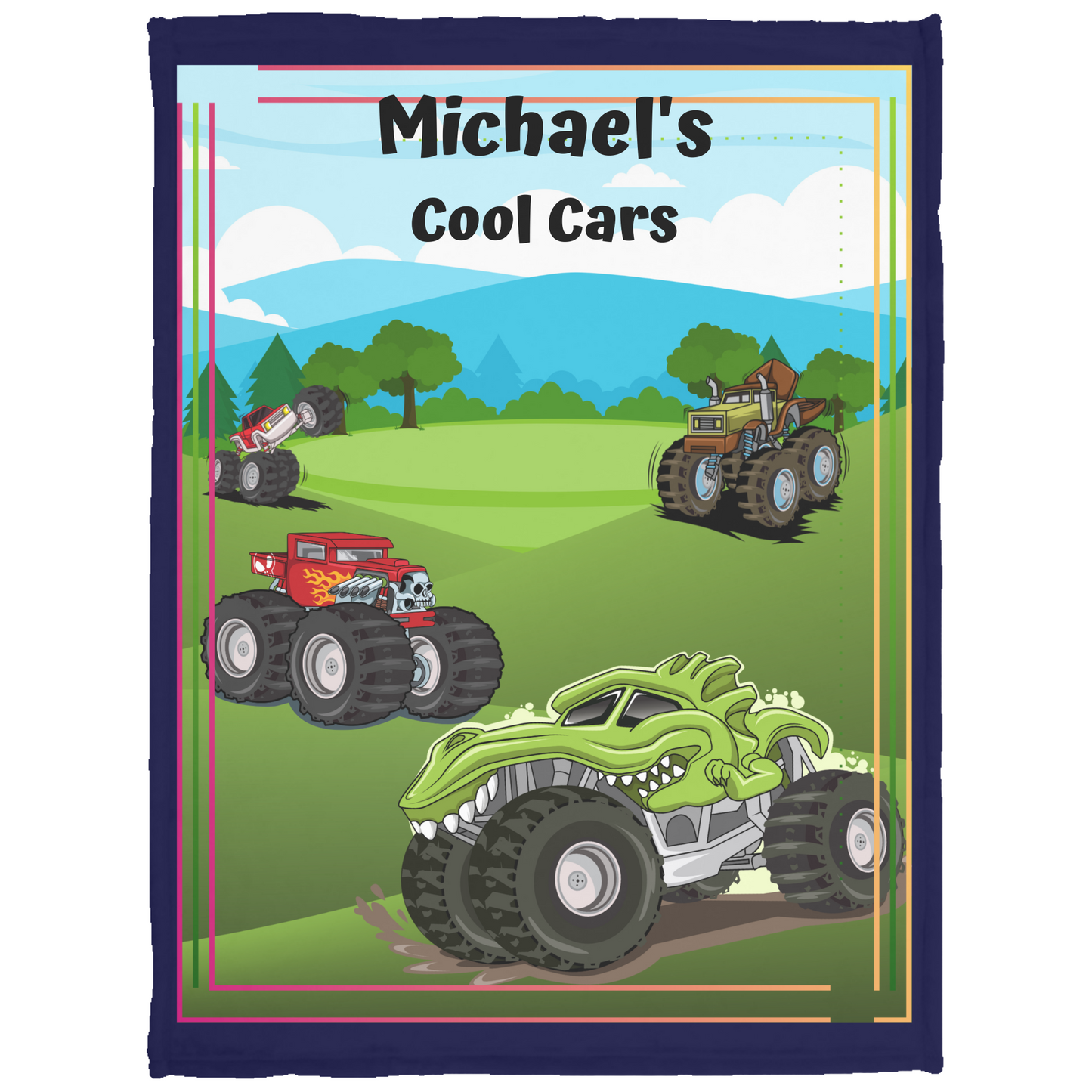 Cool Cars - Personalized Cozy Plush Fleece Blanket - 30x40