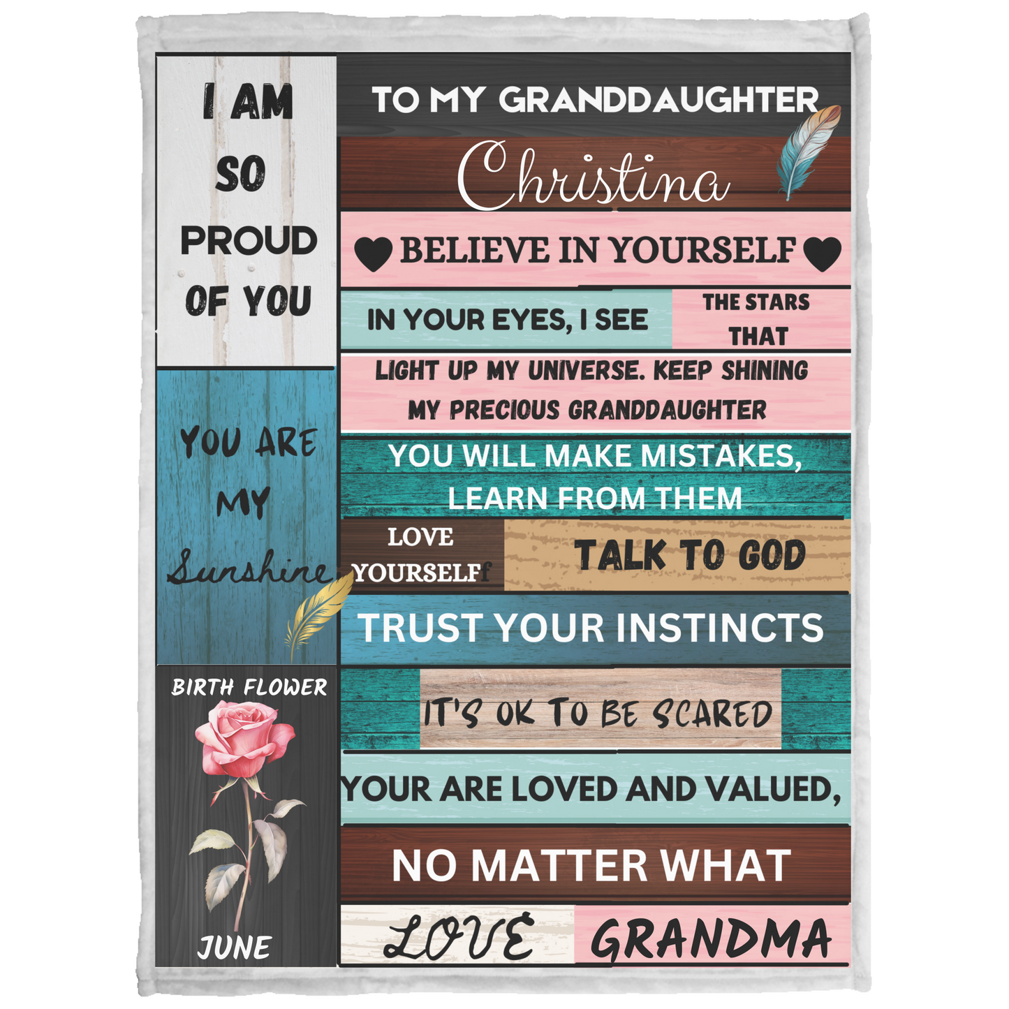 To My Granddaughter Personalized Name Blanket, Soft Fleece Blanket