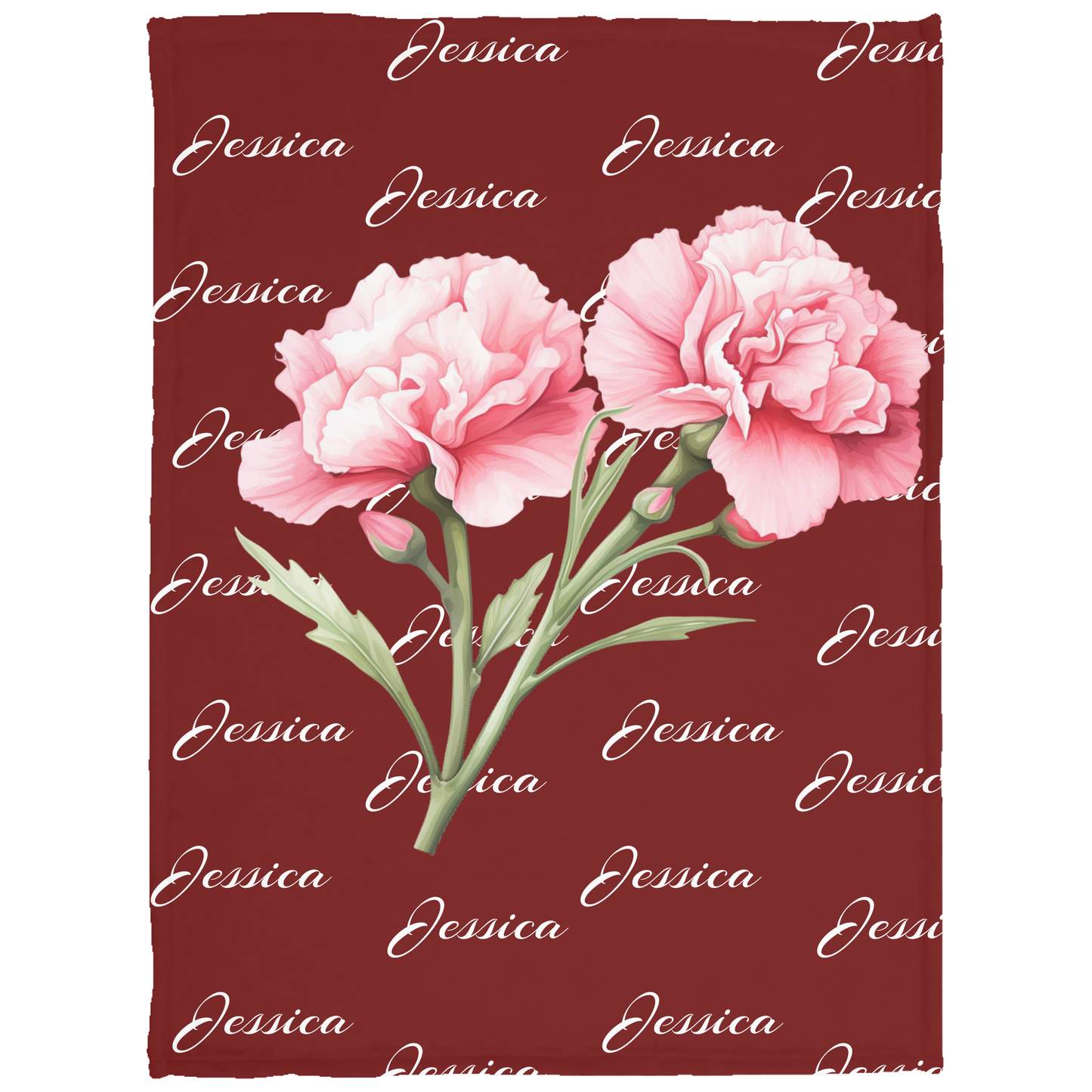 Birth Flower first name blanket - Personalized VPS Cozy Plush Fleece Blanket - 30x40