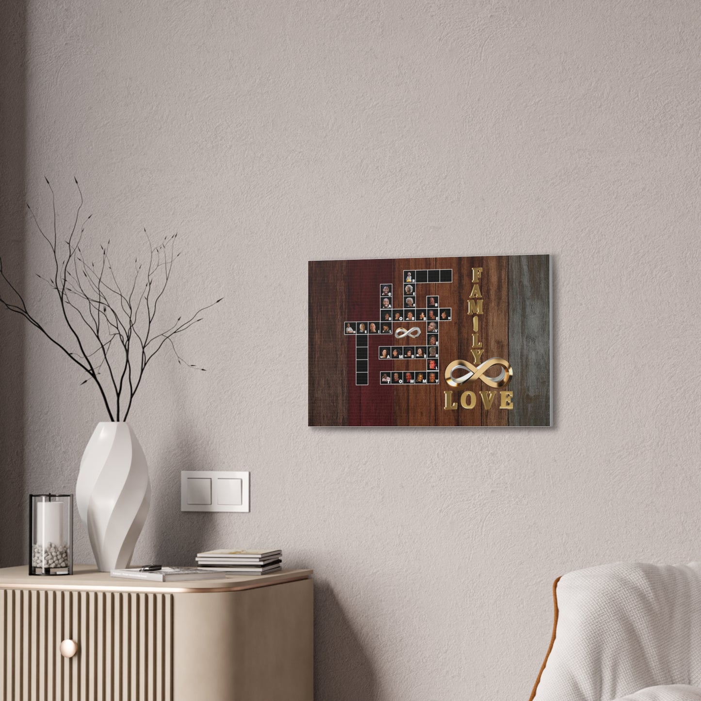 Family Crossword Puzzle Love Canvas Art, Personalized Family Portrait