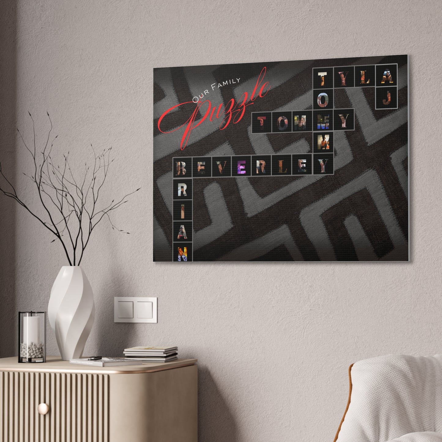 Our Family Puzzle - Personalized Family Puzzle Canvas Print, Custom Wall Art, Unique Keepsake