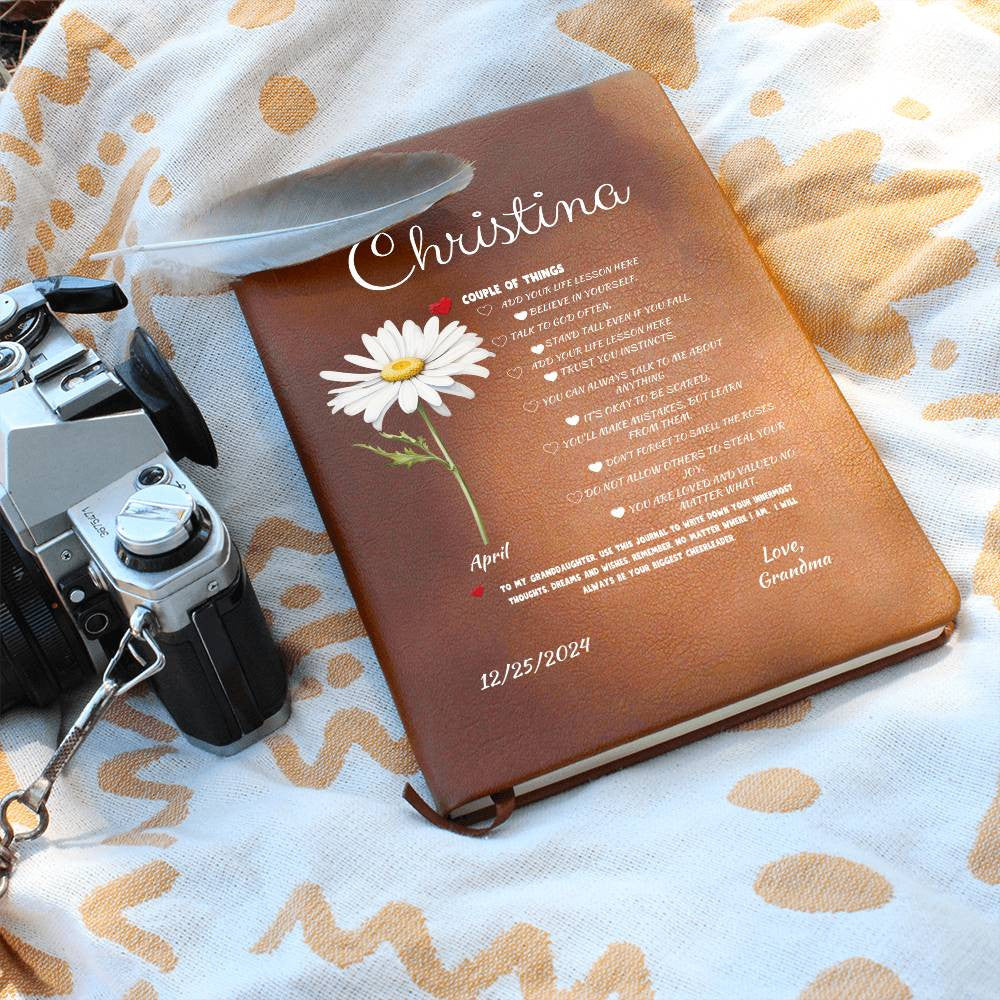 The Granddaughter Birth Flower/ Life lesson Journal - Personalized 10% Off Free Shipping