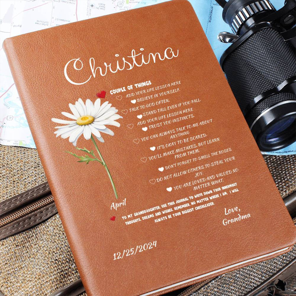 The Granddaughter Birth Flower/ Life lesson Journal - Personalized 10% Off Free Shipping